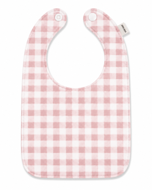 Babero Vichy Rosa Bordado