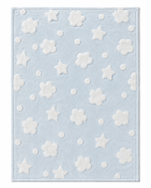 Manta Coralina Estrellas y Nubes Azul